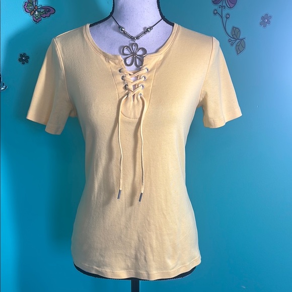 Christopher & Banks Tops - Christopher & Banks Yellow Lace-Up Women's Top